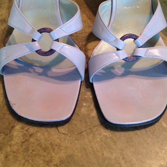 Sigerson Morrison Grey/Lavender kitten heel O-ring sandals, 10B - Picture 5 of 7